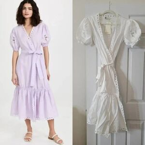 Fanm Mon Cide Wrap Dress $368, White Linen S